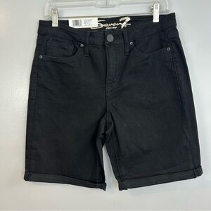 NWT Seven7 Black Denim Bermuda Rolled 9" Inseam Cuff Shorts Size 8